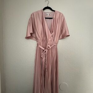 Elegant Pink Wrap Dress